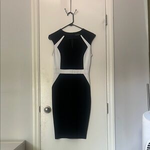 Chic Black and White Midi Dress